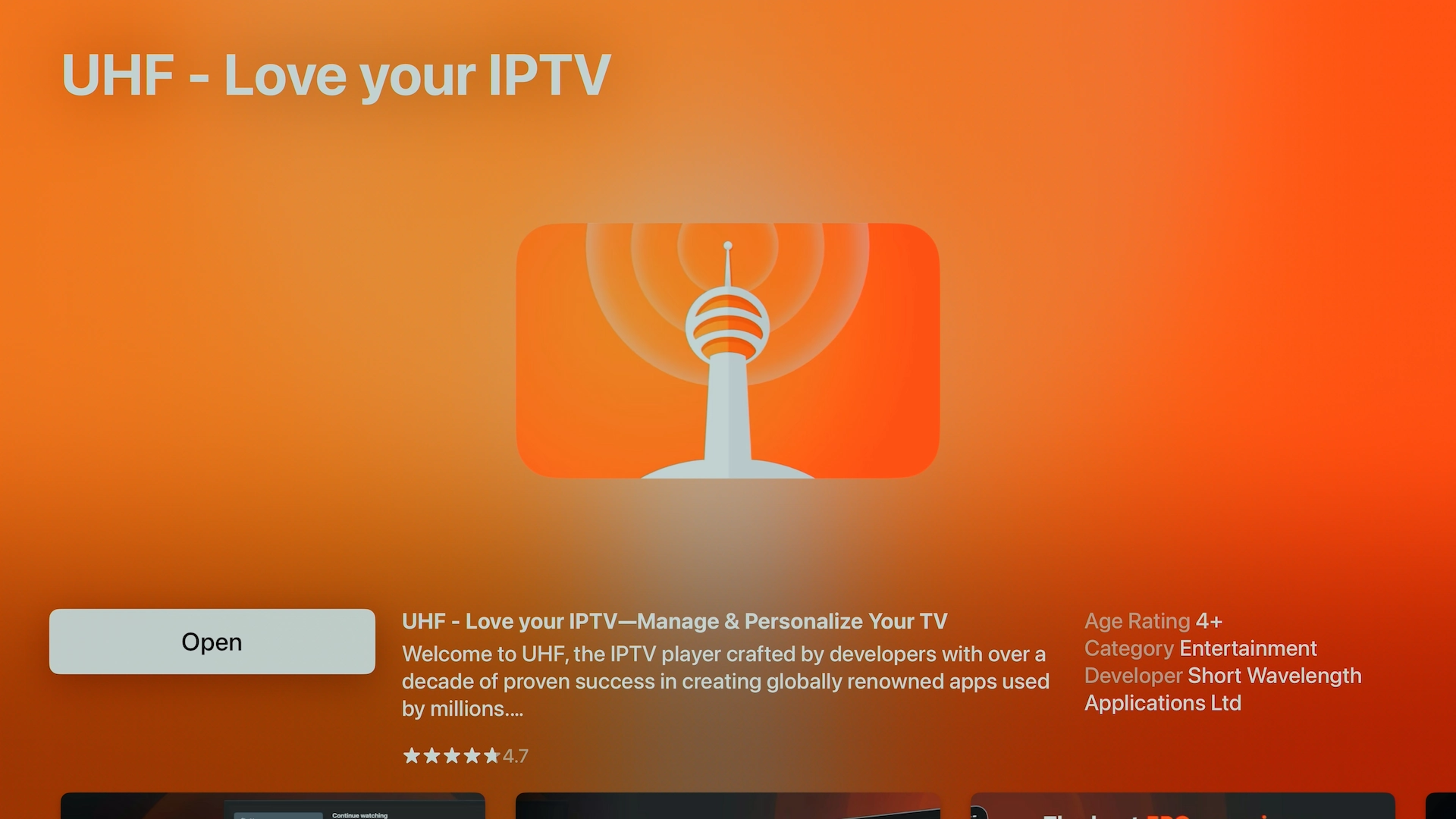 Open UHF – Love Your IPTV on Apple TV